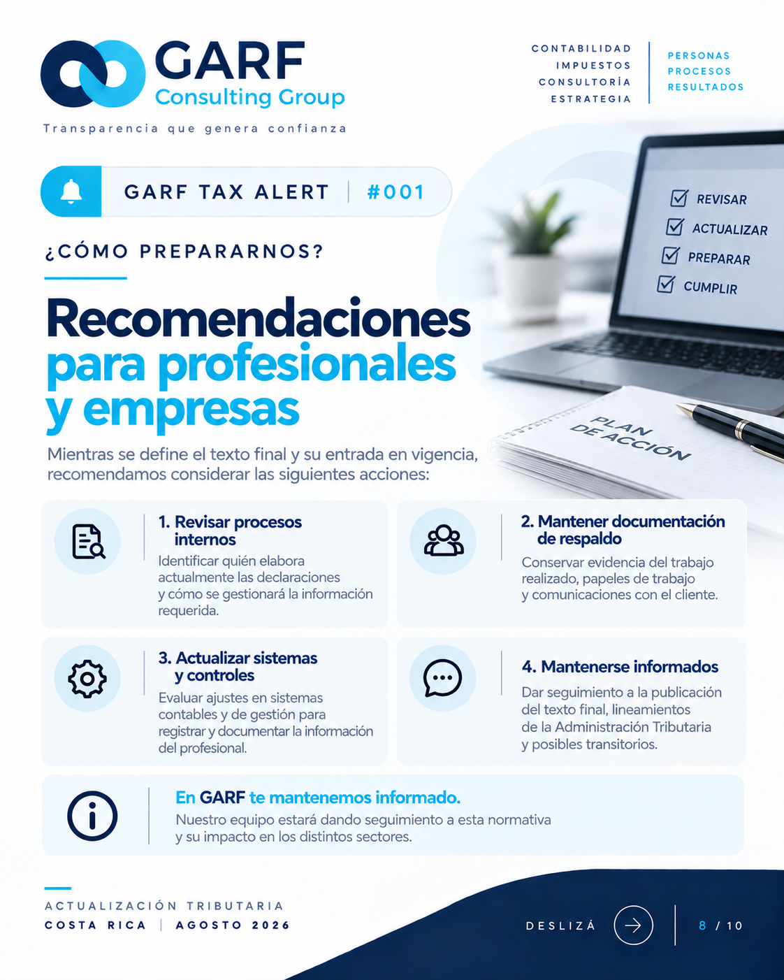 GARF TAX ALERT #001. Lámina 8: Preparación: procesos internos, documentación, sistemas y seguimiento.