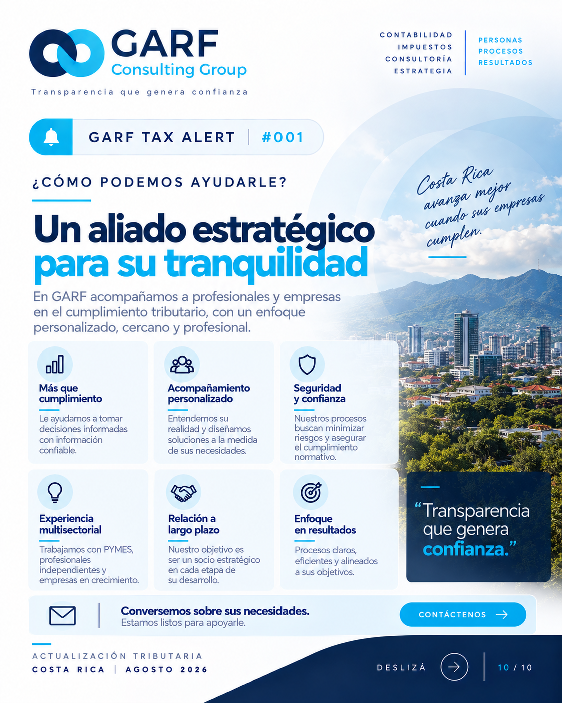 GARF TAX ALERT #001. Lámina 10: Cierre de GARF: acompañamiento contable, tributario y financiero.